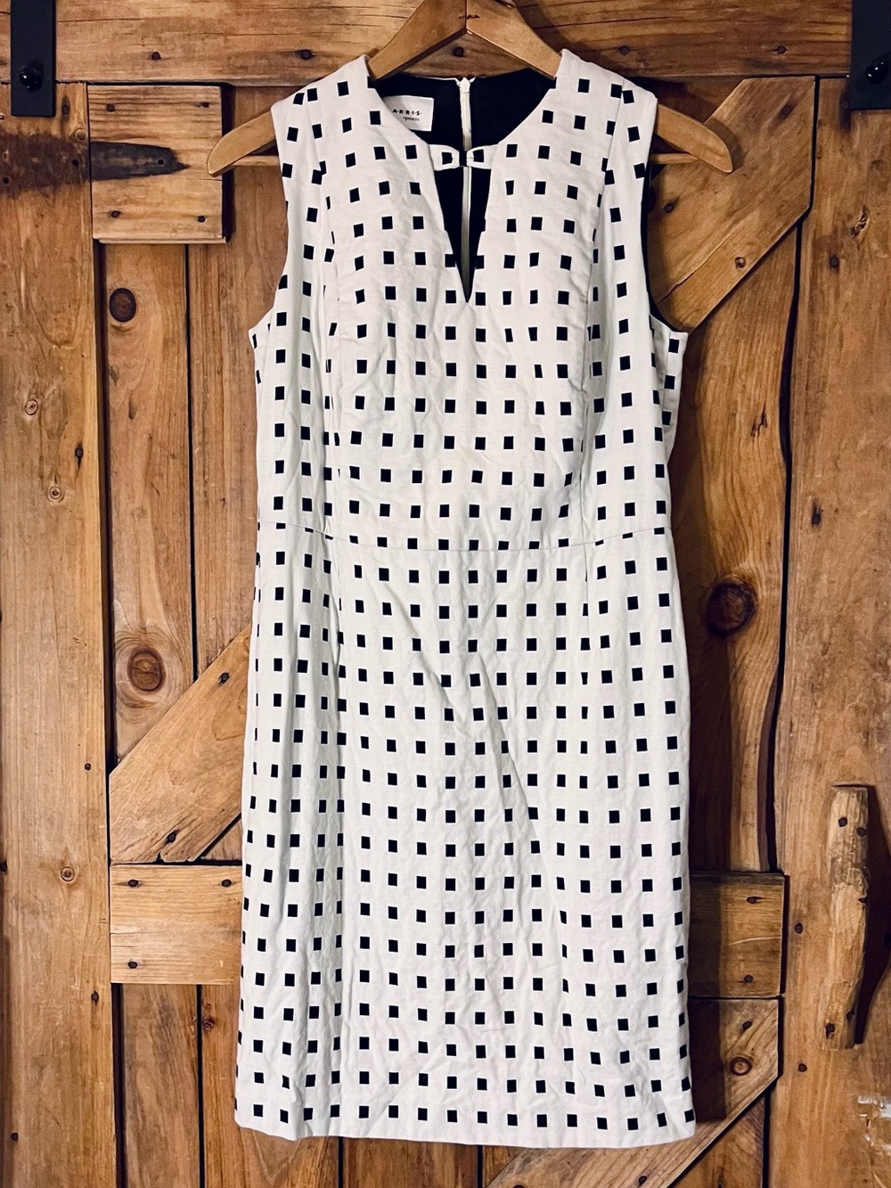 Akris Punto Black White Geometric Square Print Sheath Dress Size 12 - Picture 2 of 10